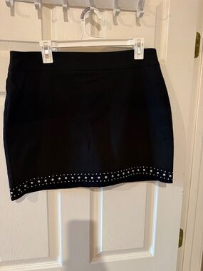 Black Studded Mini Skirt - Women